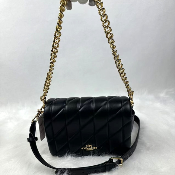 Coach Quinn Bag With Quilting Shoulder/Crossbody In Leather/Gold/Black CY663 NWT - Picture 1 of 11